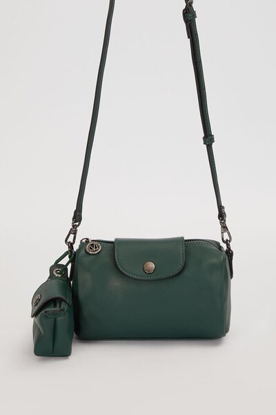 Levidor Green Cylinder Model with Charm Detail Shoulder Bag