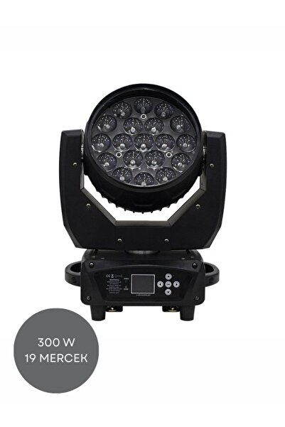 GÜMRÜK BEY 19 LED Zoomlu Moving Head Wash DJ ve Sahne Işığı - 300W - 8500K