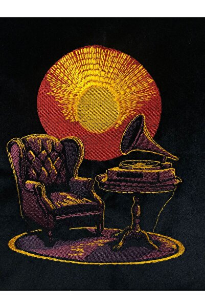 harmony factory Vintage Πολυθρόνα Με κέντημα Μαύρη Θήκη διακοσμητικού μαξιλαρ...