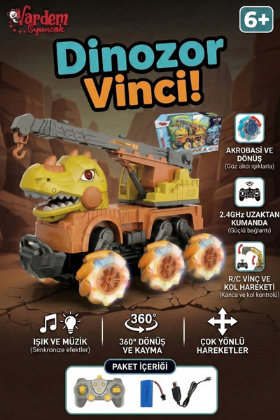 craftivio Vardem Oyuncak Uzaktan Kumandalı Işıklı Müzikli Şarjlı 360 Derece D...