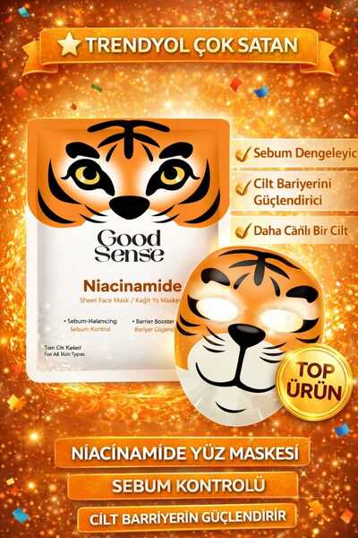 Good Sense Tiger Desenli Niacinamide Kağıt Yüz Maskesi Sebum Dengeleyici Göze...
