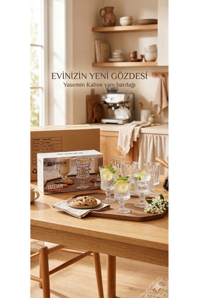 Marka Herencia Yasemin 6’lı Ayaklı Kahve Yanı Bardak Seti (105 ml)