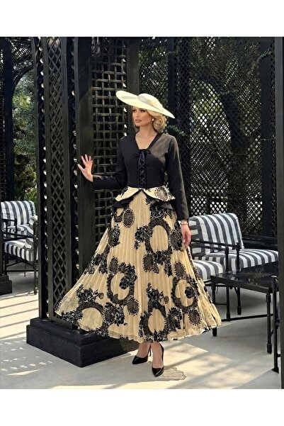 1Moda1Tarz Imported Fabric Ribbon and Stone Embroidered as Lined Zel Design D...