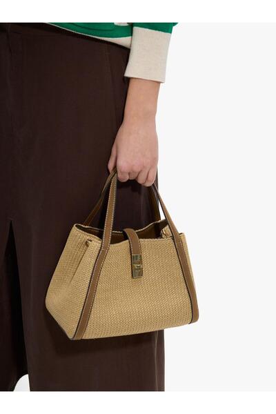 PARFOIS Kadın Çapraz Askılı Hasır Efektli Tote Çanta
