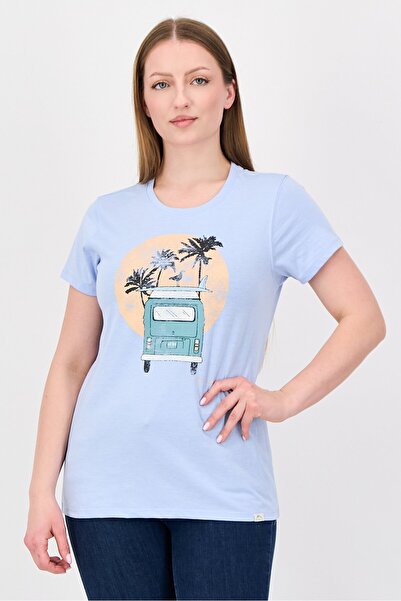 Mountain And Isles Women Crew Neck Short Sleeve Graphic Print T-Shirt, Blue