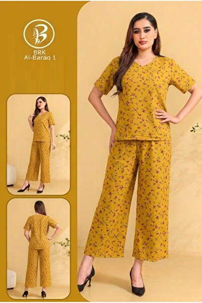 BRK Two-piece soft Cotton nightgown set in bright colors