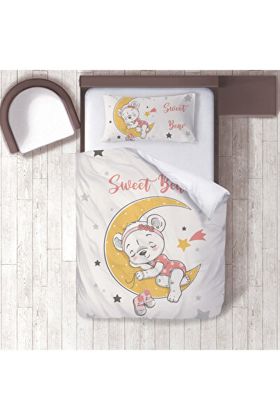 instababyrooms غرفة الأطفال قطن لوج <ن ملاءة سرير إس سيزونز، دمية دب نائمة، قمر