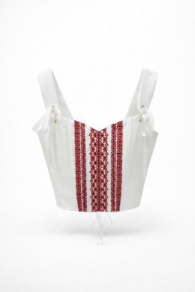 HAZELANNA Bluză corset cu broderie etnică