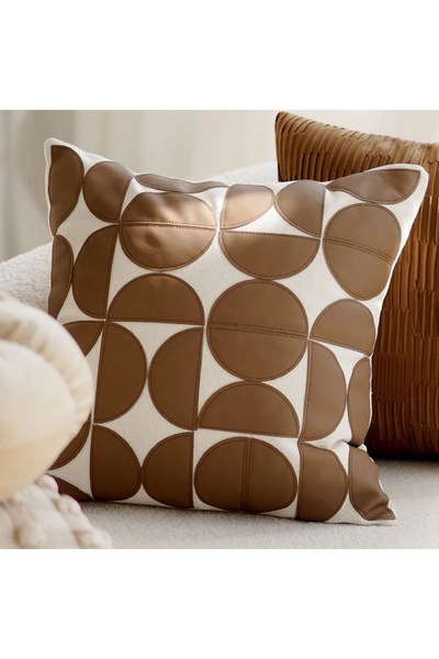 Diva Home Leather Quarter Circle Geometric Laser Cut Pattern Embroidered 45 X...