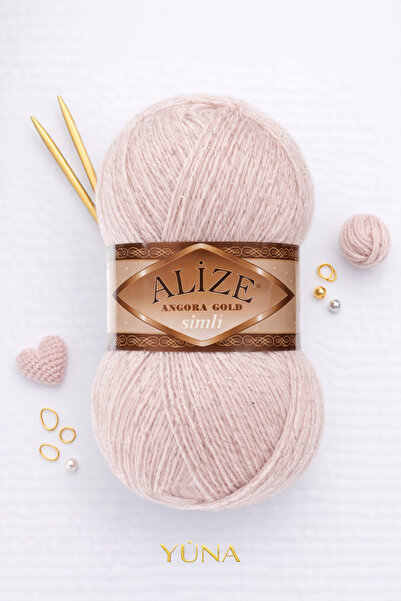 Alize Angora Gold Simli Örgü İpi %20 Yün Yumuşak Örgü İpi 506 Açık Kahve