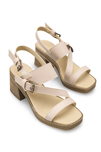 Riccon Women's Heels Sandals 0012341 Beige