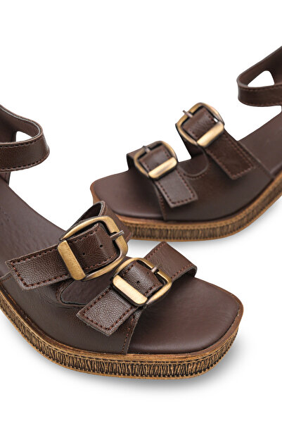 Riccon حذاء نسائي بكعب صندل 0012343 بني