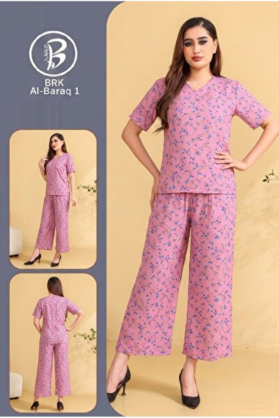 BRK Two-piece soft Cotton nightgown set in bright colors