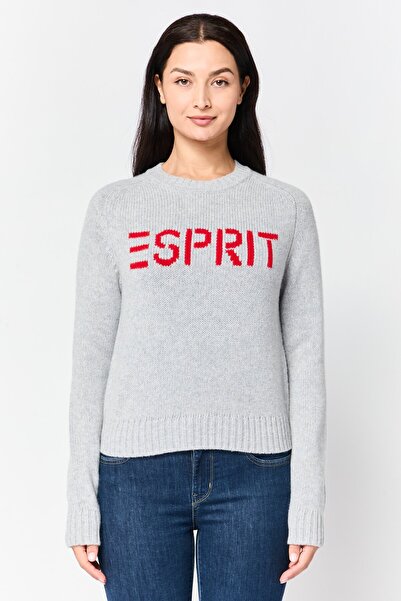 Esprit Women Crew Neck Brand Logo Sweater, Grey