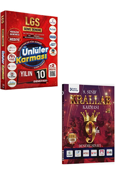 Efsane Yayınları 8.Sınıf Ünlüler Karması LGS 10 Genel Deneme + 8.Sınıf Kralla...