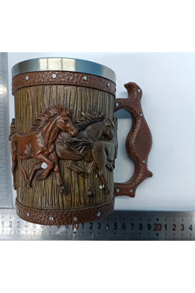 esdekor Horse Mug / Stainless Steel + Resin Nostalgic Horse Themed Stainless ...