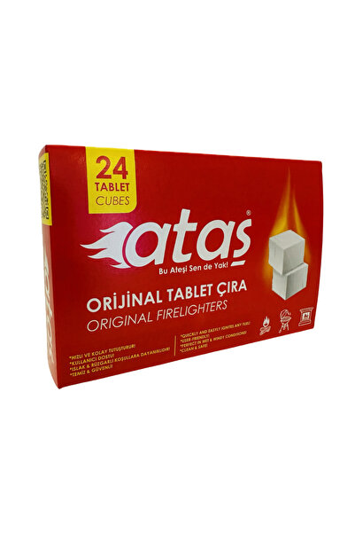 ATAŞ Ev Sobası Mangal Semaver Şömine Odun Tutuşturucu Tablet Çıra 24 Parça Ko...
