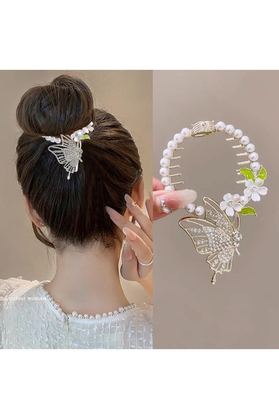 Glamluxe Gold Hairpin with Butterfly Figure and Pearl Detail – Stylish Hairpi...