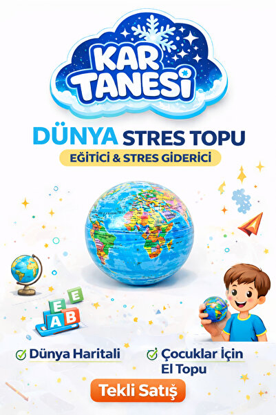 KAR TANESİ 1 ADET Dünya Stres Topu | Dünya Haritalı Çocuk Oyuncak | Karne ve ...
