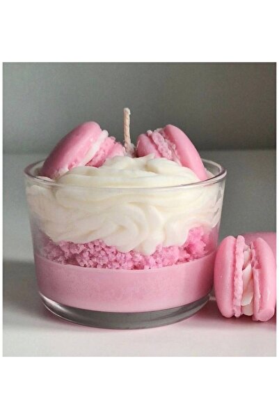 Veluna mum El Yapımı Pembe Makaron Dessert Mum 🍧💫