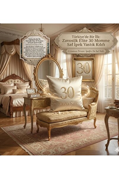 ZAVO Zavosilk Türkiye'de İlk 30 Momme %100 Saf İpek Yastık Kılıfı 50 x 70 - E...