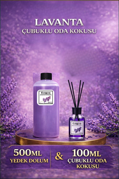 FREYR Lavanta Bambu Çubuklu Oda Kokusu 100 ml + 500 ml Yedek Dolum Likiti – F...