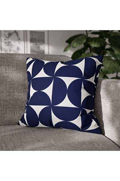 Diva Home وسادة دائرية مقاس جلد أرباع دائرة بنمط هندسي مقطوع بالليزر ومطرزة م...