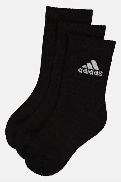 adidas Toddlers Boy 3 Pairs Brand Logo Crew Socks, Black