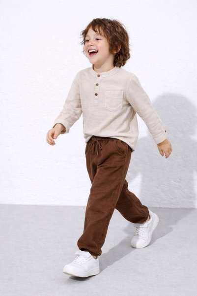 Jolly Kids Boy's Muslin Fabric Buttoned Collar Holiday Suit