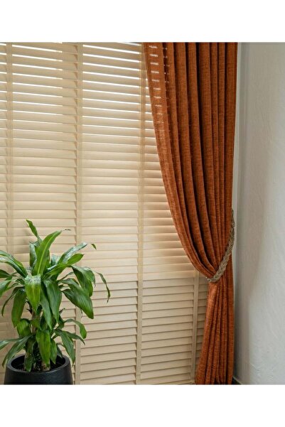 Kadir Mefruşat Krem 50MM Ahşap Görünümlü Jaluzi Kurdelalı Rediktörlü