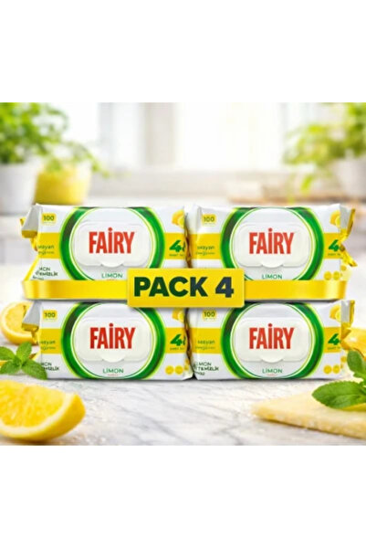 Fairy Pachet promoțional 4 x Șervețele umede multi-suprafețe Lămâie 100 buc