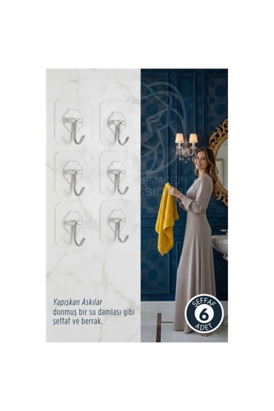 shopwave 6-Piece Transparent Adhesive Hanger, Kitchen Bathroom Wall Hanger, N...