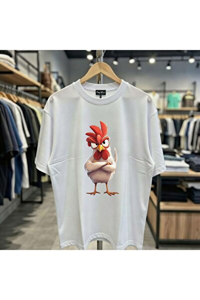 playwear Μπλουζάκι με στάμπα Ugly Rooster, 100% βαμβακερό, oversized, χαλαρή ...