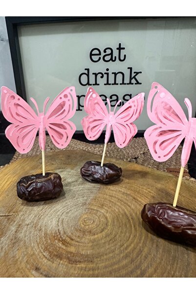 HARİKALAR DÜKKANI أعواد أسنان ثلاثية الأبعاد على شكل فراشة لعيد الميلاد - 5 قطع