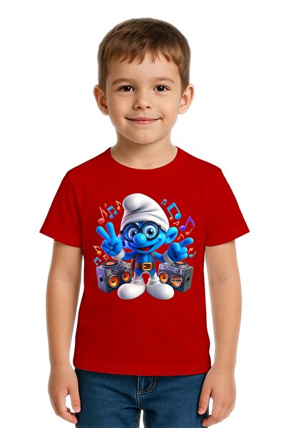 SEDİRLİ Tricou unisex pentru copii Smurfs cu imprimeu bumbac bucăți din bumba...