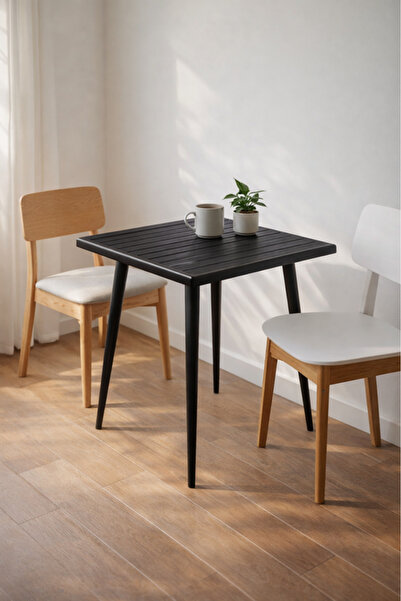 MARIA HOMES Square Black Café Table 70 × 70 × 75 cm