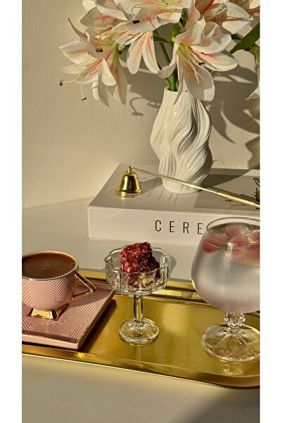 moontime alaçatı 6’lı Cam Çiçek Şeklinde Ayaklı Kahve Yanı, Manolya Tasarım, ...