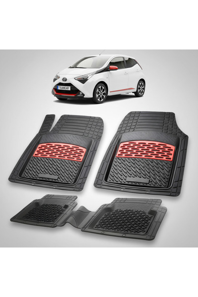 TEAMCAR Πατάκια δαπέδου Toyota Aygo AB40 Συμβατά Hatchback 2018-2021 | Κόκκινα