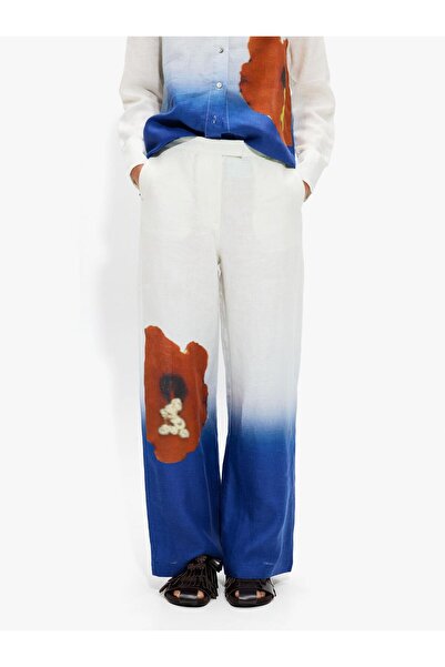 PARFOIS Kadın %100 Keten Desenli Pantolon