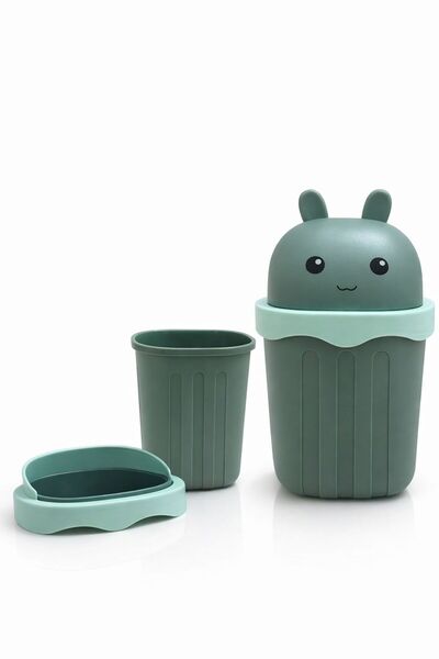 Fikriyah Cute Bunny Themed Mini Trash Can With Flip Lid|For Office Desk, Stud...