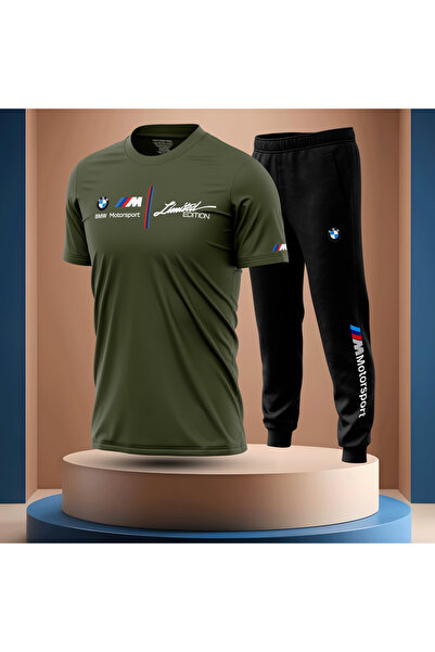 Bulvar Lee Men's Crew Neck Bmw Printed T-Shirt Tracksuit Set / Car