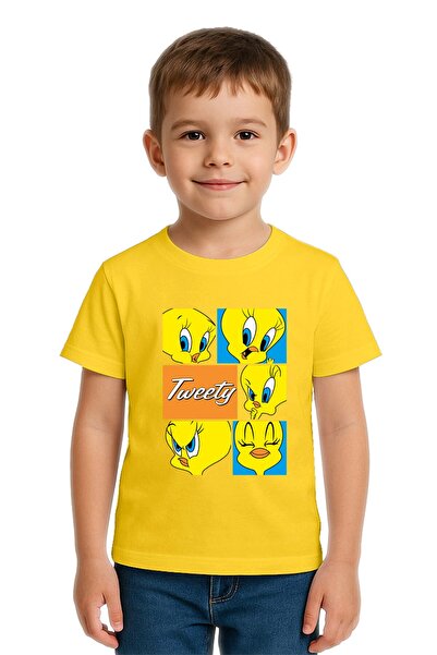 SEDİRLİ Unisex Tweety Printed Kids T-Shirt Cotton Count Combed Cotton Fabric