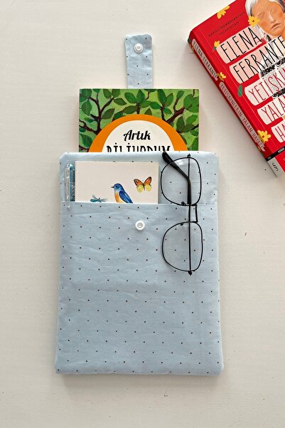 Outlet Çarşım İsme Özel Cepli Kumaş Kitap Kılıfı Mini Puantiyeli Kitap Sever ...