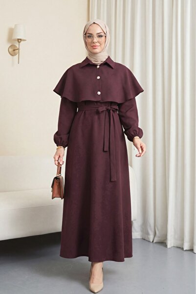 Modamorfo Rochie crep cu guler, detaliu tip pelerină și mâneci elastice în cu...