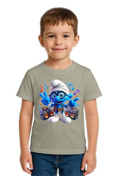 SEDİRLİ Tricou unisex pentru copii Smurfs cu imprimeu bumbac bucăți din bumba...