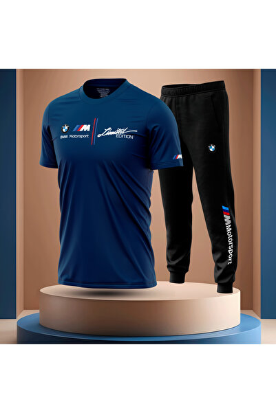 Bulvar Lee Men's Crew Neck Bmw Printed T-Shirt Tracksuit Set / Car