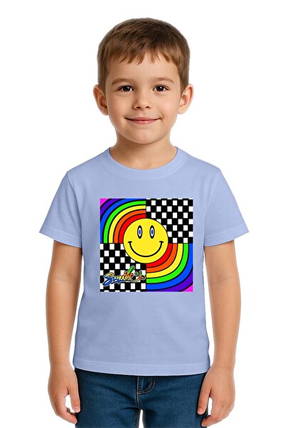 SEDİRLİ تي شيرت للأطفال بوجه مبتسم مطبوع من القطن الممشط قطن قطع