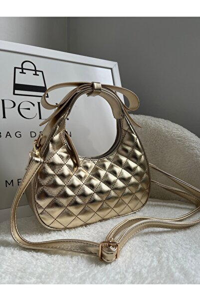 Pela Gold Fiyonk Model Mng Çanta Kadın Şık El Çantası