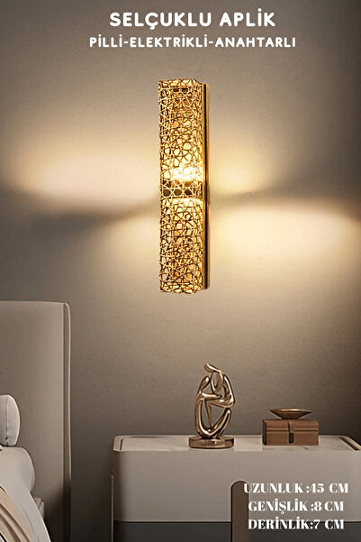 nazarium Selçuklu Duvar Aplik Pilli Ve Elektrikli Ledli Duvar Aplik, Tak Çalı...