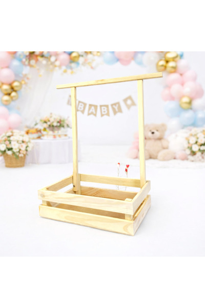 Betüş Home Ahşap Kasa Ahşap Bebek Sepeti